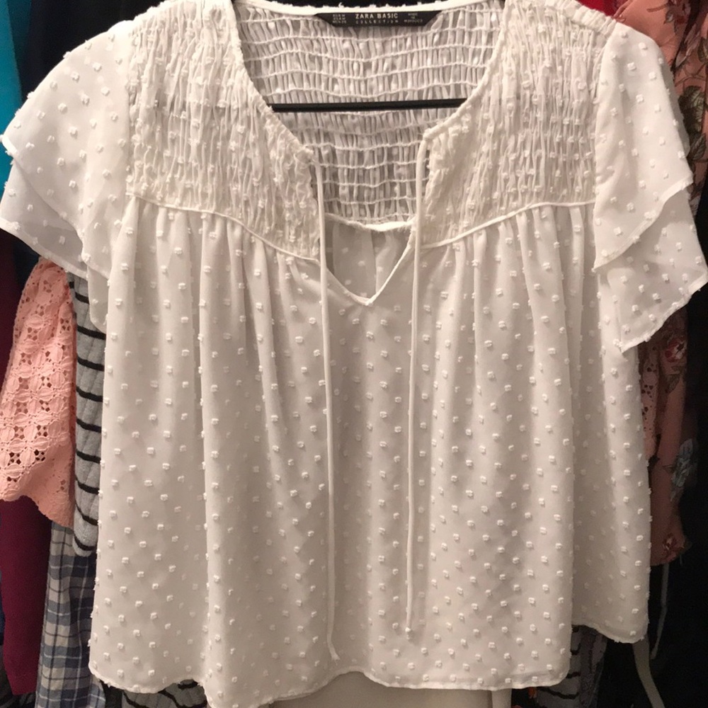 Zara Cropped Top White Airy